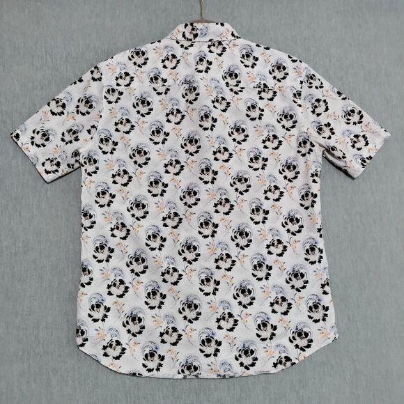 Club Monaco Mens Small Slim Fit 100% Cotton Short Sleeve Button Down Floral‎ - Picture 3 of 12